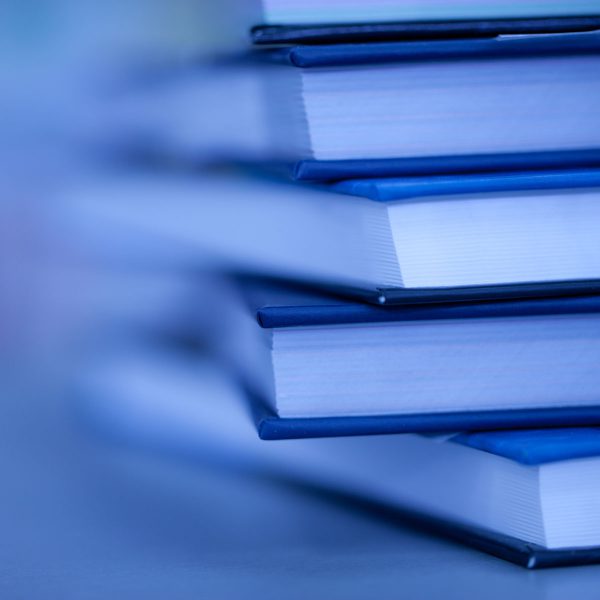 Closeup photograph of books