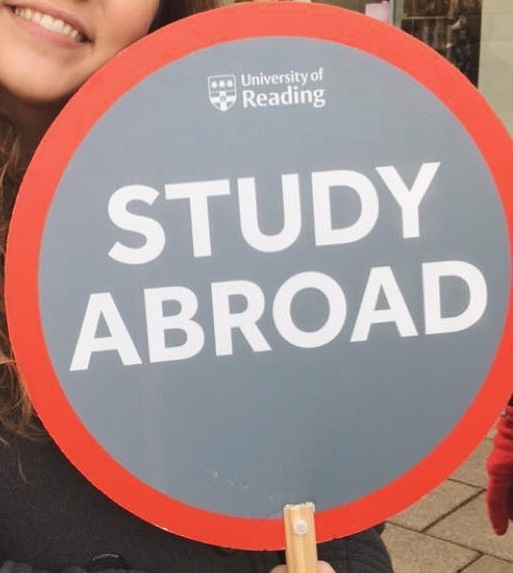 Image of a circular banner with the words study abroad highlighted