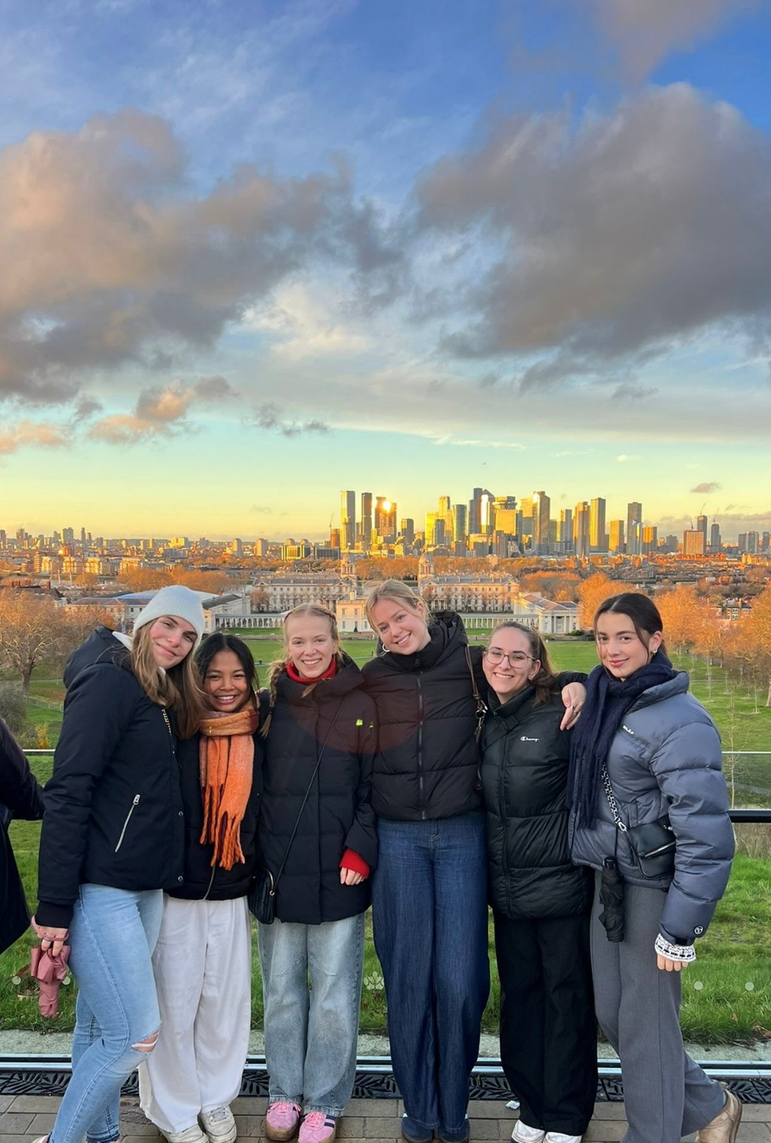 Chris and her flatmates at the Royal Observatory, Greenwich.